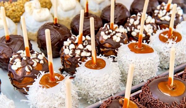 Gourmet Caramel Apples Dipped in Merckens Chocolate 