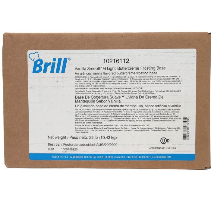 Brill Vanilla Smooth n Light Buttercreme Frosting Base 23 lbs