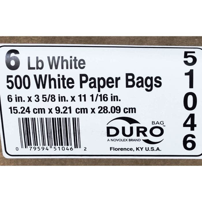 Duro 6lb White Paper Bags 500 ct Stover Company