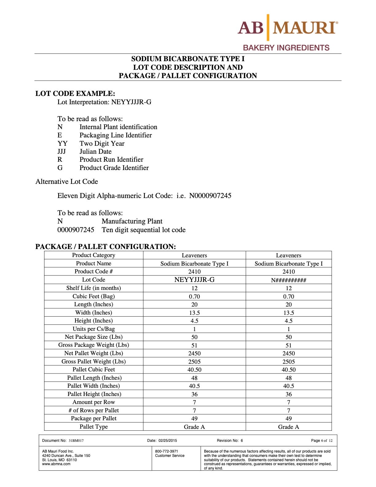 Sodium Bicarbonate Nutritional Info Page 6 by AB Mauri at Stover & Company 