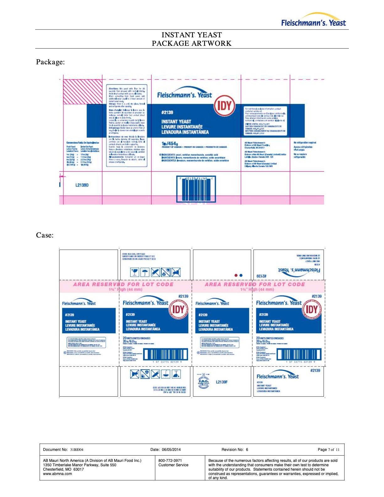 #2139 Instant Yeast Nutritional Info Page 7 by Fleischmann's at Stover & Company